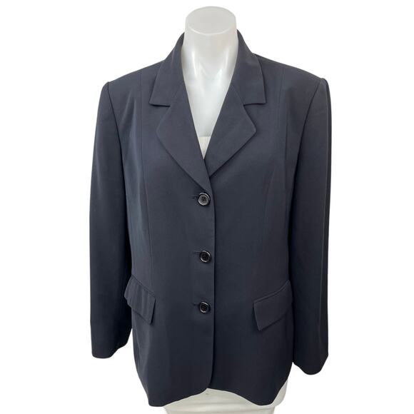 Kasper Womens Black Button Notch Collar Career Office Blazer Coat Jacket Sz 16P - Picture 1 of 4